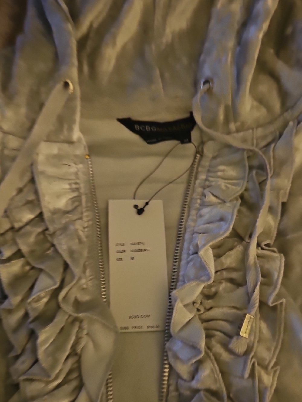 BCBGMaxAzria Silver 2pc Velour Pant Suit